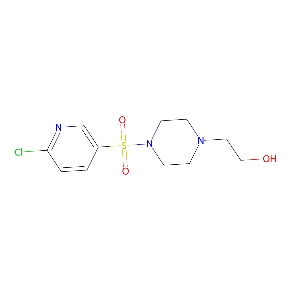 2-(4-[(6-Chloropyridin-3-yl)sulfonyl]piperazin-1-yl)ethan-1-ol molecular structure, CAS 622339-21-3