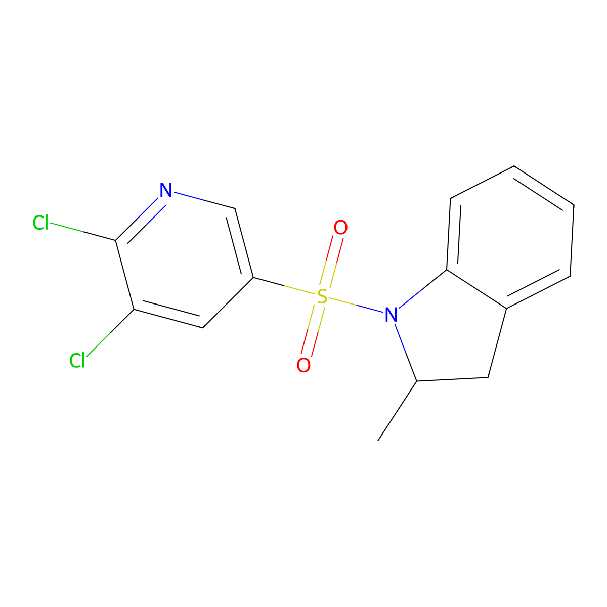 1-(5,6-Dichloropyridin-3-yl)sulfonyl-2-methyl-2,3-dihydroindole molecular structure, CAS 622339-50-8