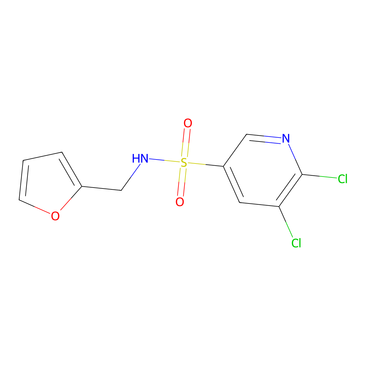 5,6-dichloro-N-(furan-2-ylmethyl)pyridine-3-sulfonamide molecular structure, CAS 622340-03-8
