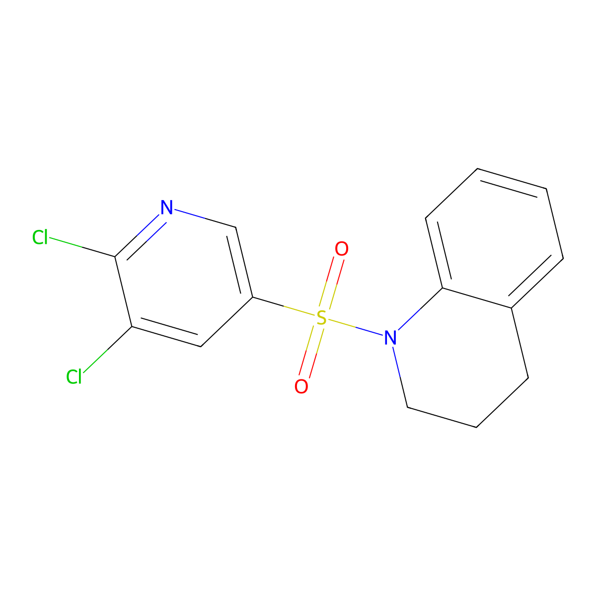 1-(5,6-dichloropyridin-3-yl)sulfonyl-3,4-dihydro-2H-quinoline molecular structure, CAS 622340-13-0