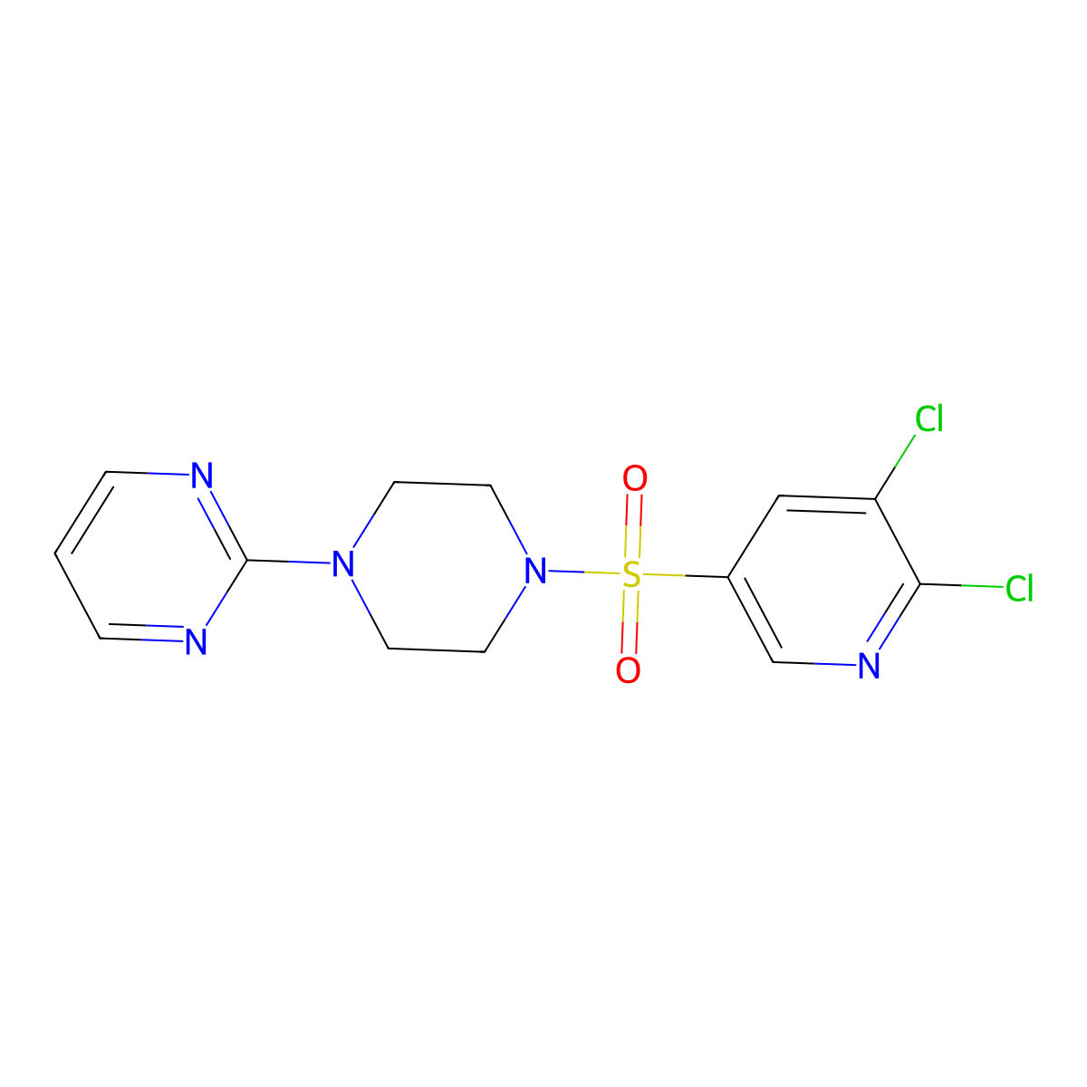 2-[4-(5,6-Dichloropyridin-3-yl)sulfonylpiperazin-1-yl]pyrimidine molecular structure, CAS 622340-43-6