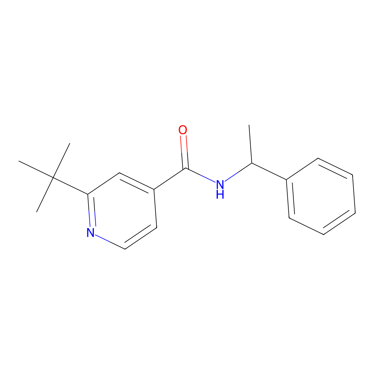 2-tert-butyl-N-(1-phenylethyl)isonicotinamide molecular structure, CAS 622341-51-9