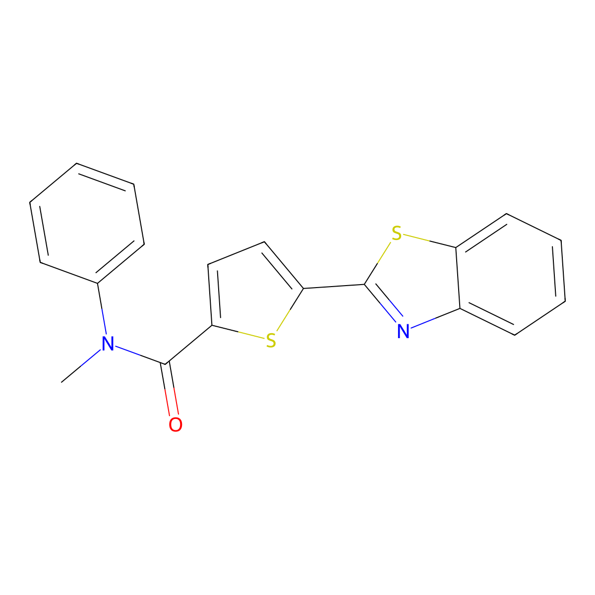 5-(1,3-benzothiazol-2-yl)-N-methyl-N-phenylthiophene-2-carboxamide molecular structure, CAS 622344-65-4