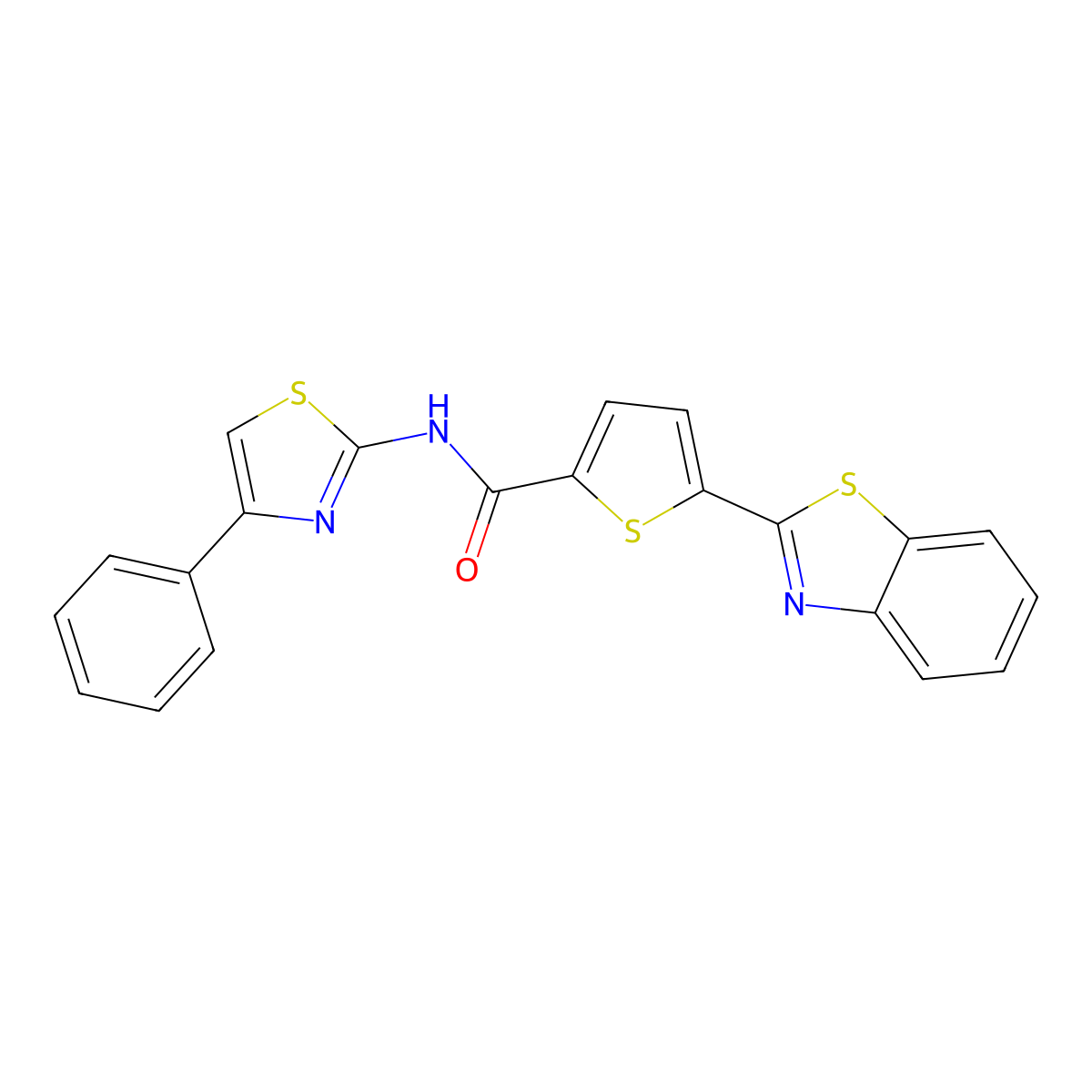 5-(1,3-benzothiazol-2-yl)-N-(4-phenyl-1,3-thiazol-2-yl)thiophene-2-carboxamide molecular structure, CAS 622344-66-5