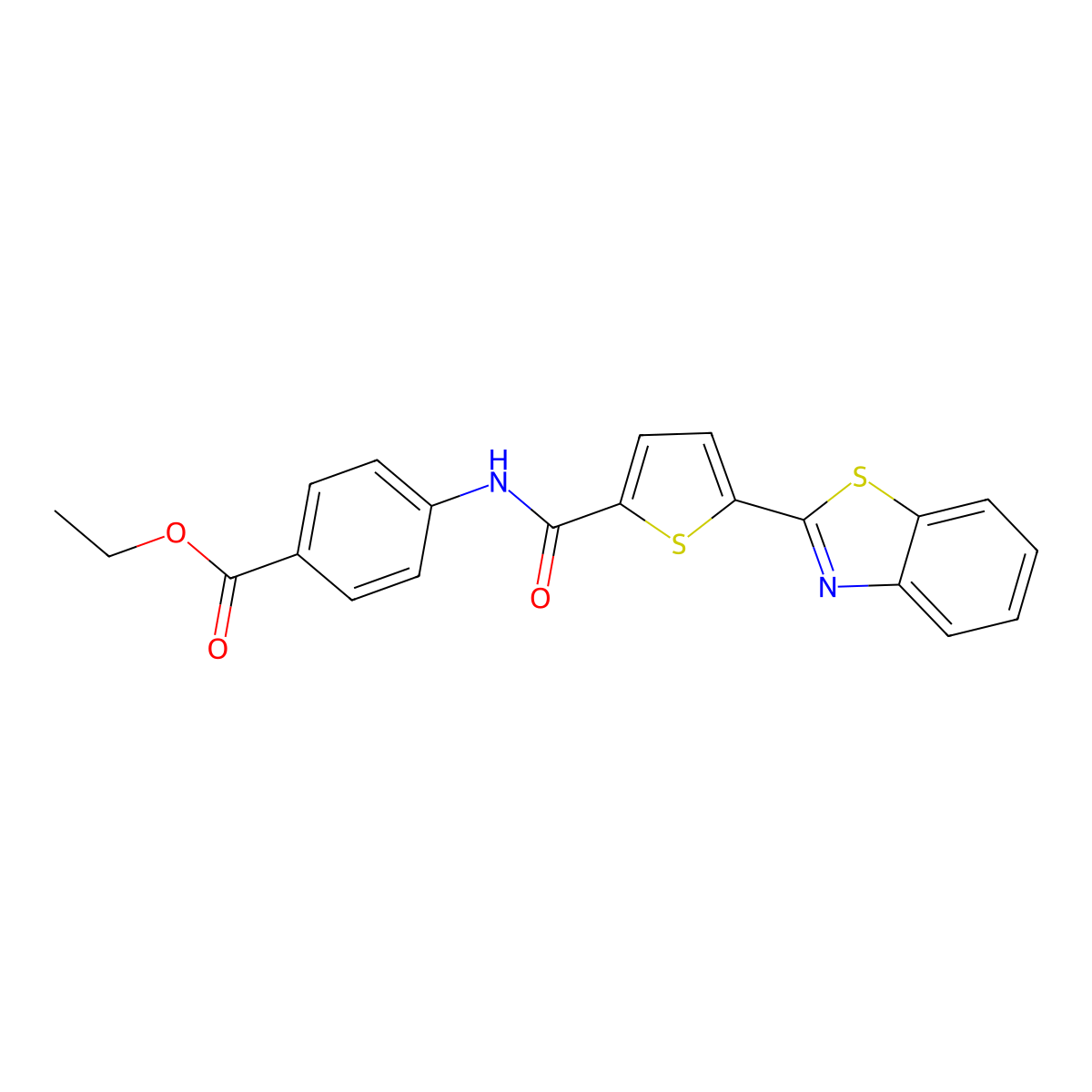 Ethyl 4-(5-(benzo[d]thiazol-2-yl)thiophene-2-carboxamido)benzoate molecular structure, CAS 622344-74-5