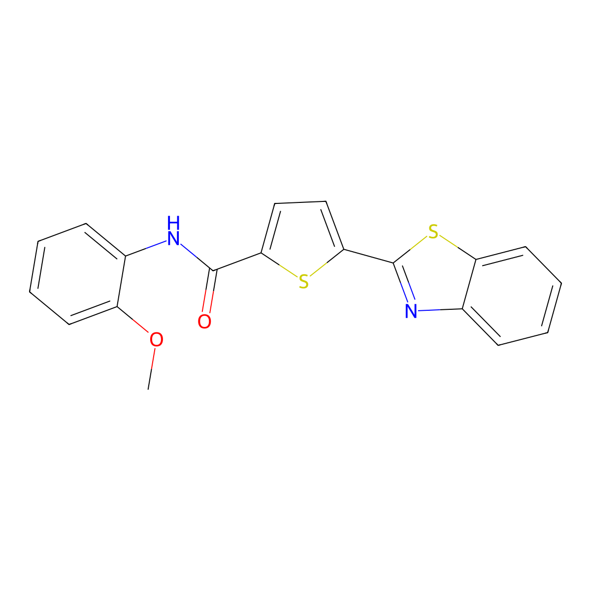 5-(1,3-benzothiazol-2-yl)-N-(2-methoxyphenyl)thiophene-2-carboxamide molecular structure, CAS 622344-89-2