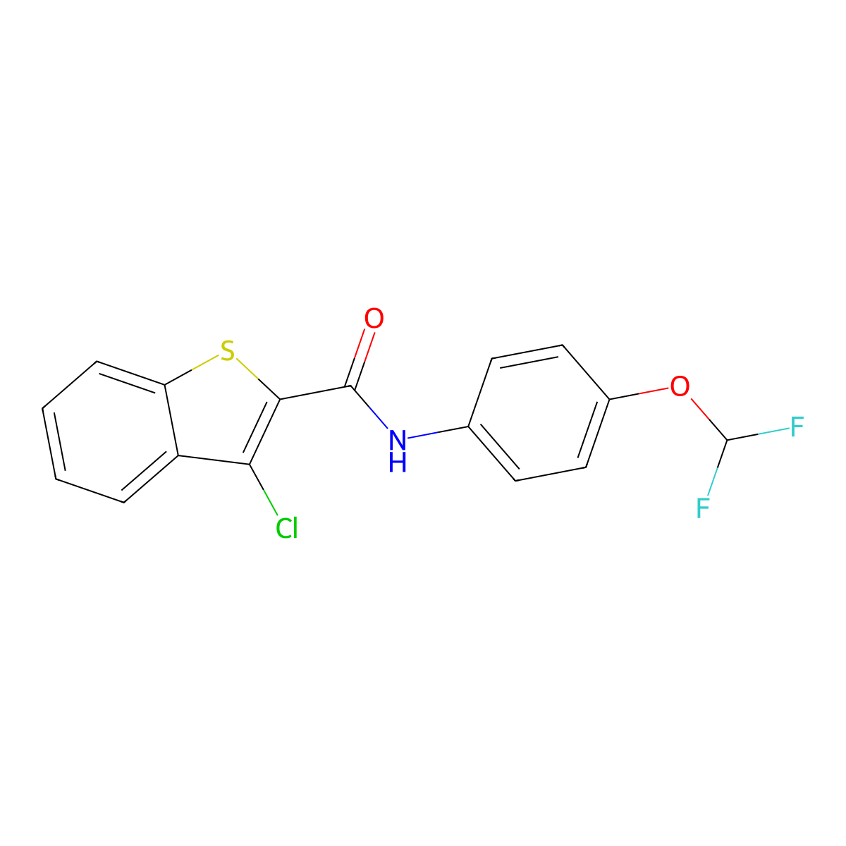 3-chloro-N-[4-(difluoromethoxy)phenyl]-1-benzothiophene-2-carboxamide molecular structure, CAS 622348-41-8