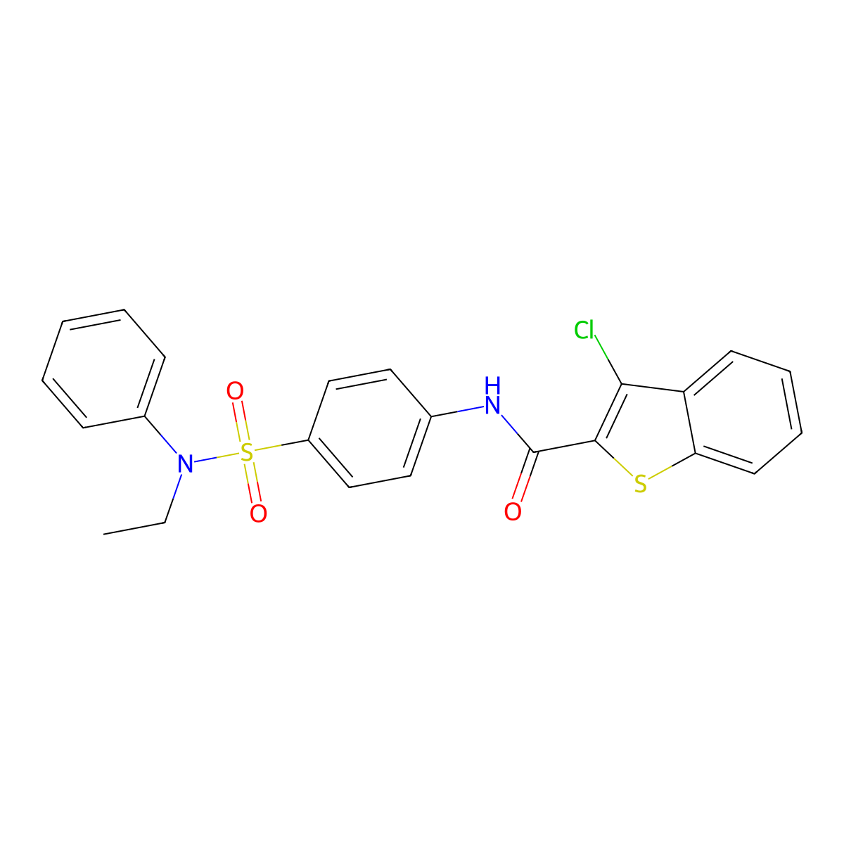 3-chloro-N-[4-[ethyl(phenyl)sulfamoyl]phenyl]-1-benzothiophene-2-carboxamide molecular structure, CAS 622348-54-3