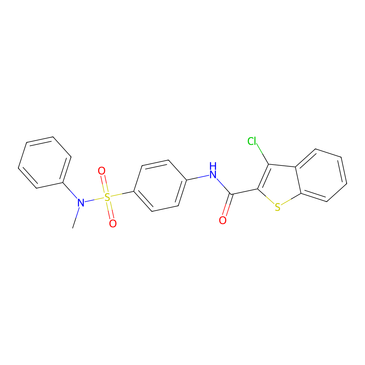 3-chloro-N-[4-[methyl(phenyl)sulfamoyl]phenyl]-1-benzothiophene-2-carboxamide molecular structure, CAS 622348-55-4