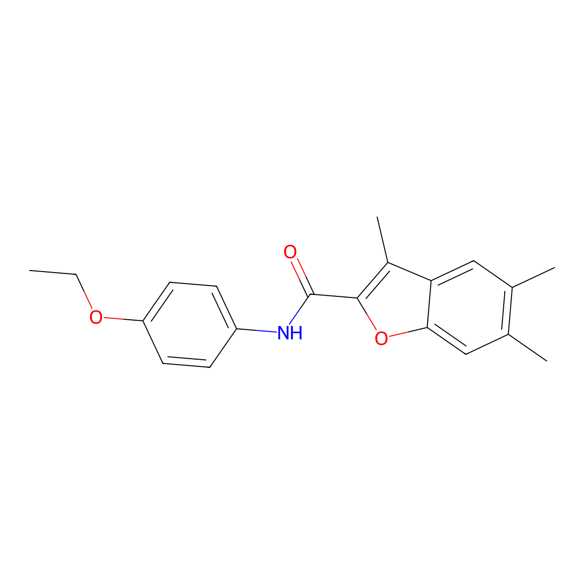 N-(4-ethoxyphenyl)-3,5,6-trimethyl-1-benzofuran-2-carboxamide molecular structure, CAS 622348-82-7