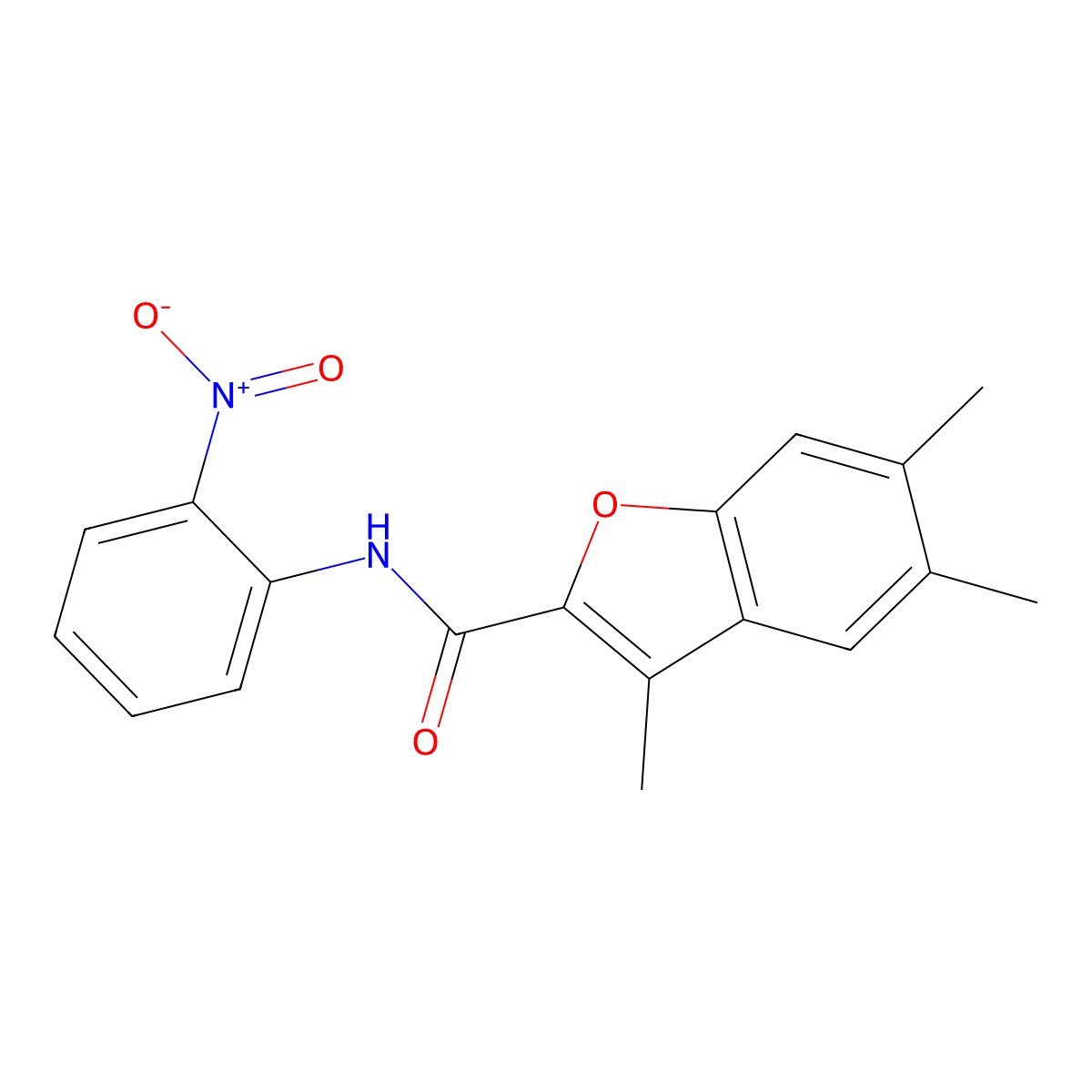 3,5,6-trimethyl-N-(2-nitrophenyl)-1-benzofuran-2-carboxamide molecular structure, CAS 622348-94-1