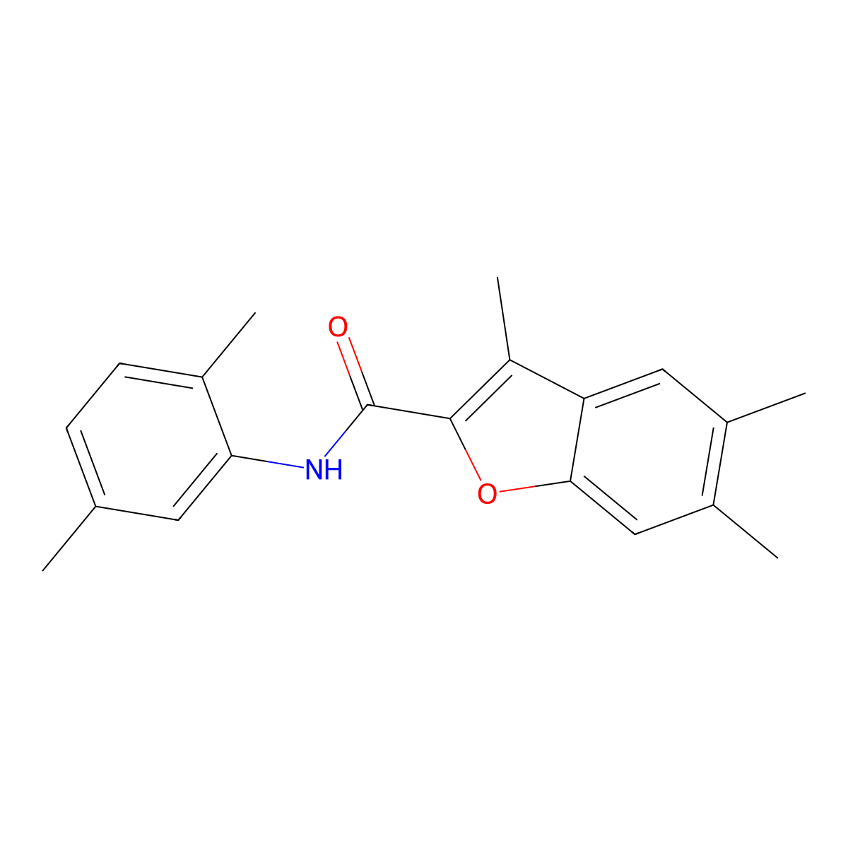 N-(2,5-dimethylphenyl)-3,5,6-trimethyl-1-benzofuran-2-carboxamide molecular structure, CAS 622348-99-6