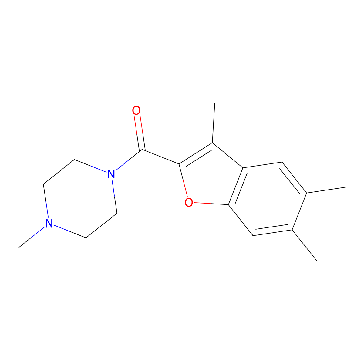 (4-Methylpiperazin-1-yl)-(3,5,6-trimethyl-1-benzofuran-2-yl)methanone molecular structure, CAS 622349-19-3