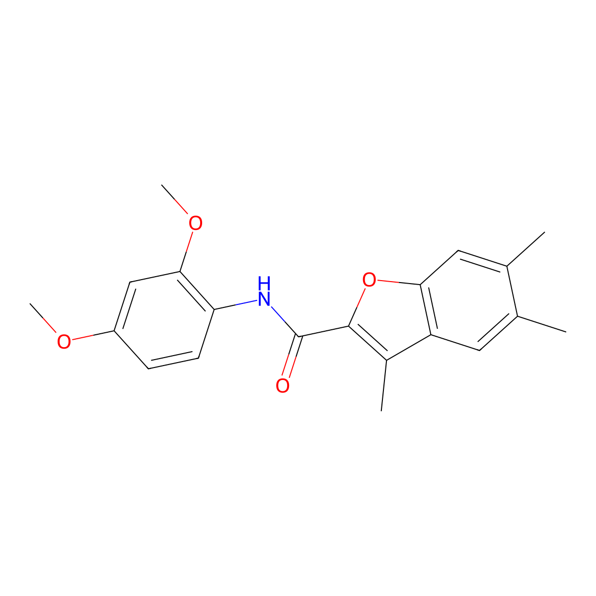 N-(2,4-dimethoxyphenyl)-3,5,6-trimethyl-1-benzofuran-2-carboxamide molecular structure, CAS 622349-23-9