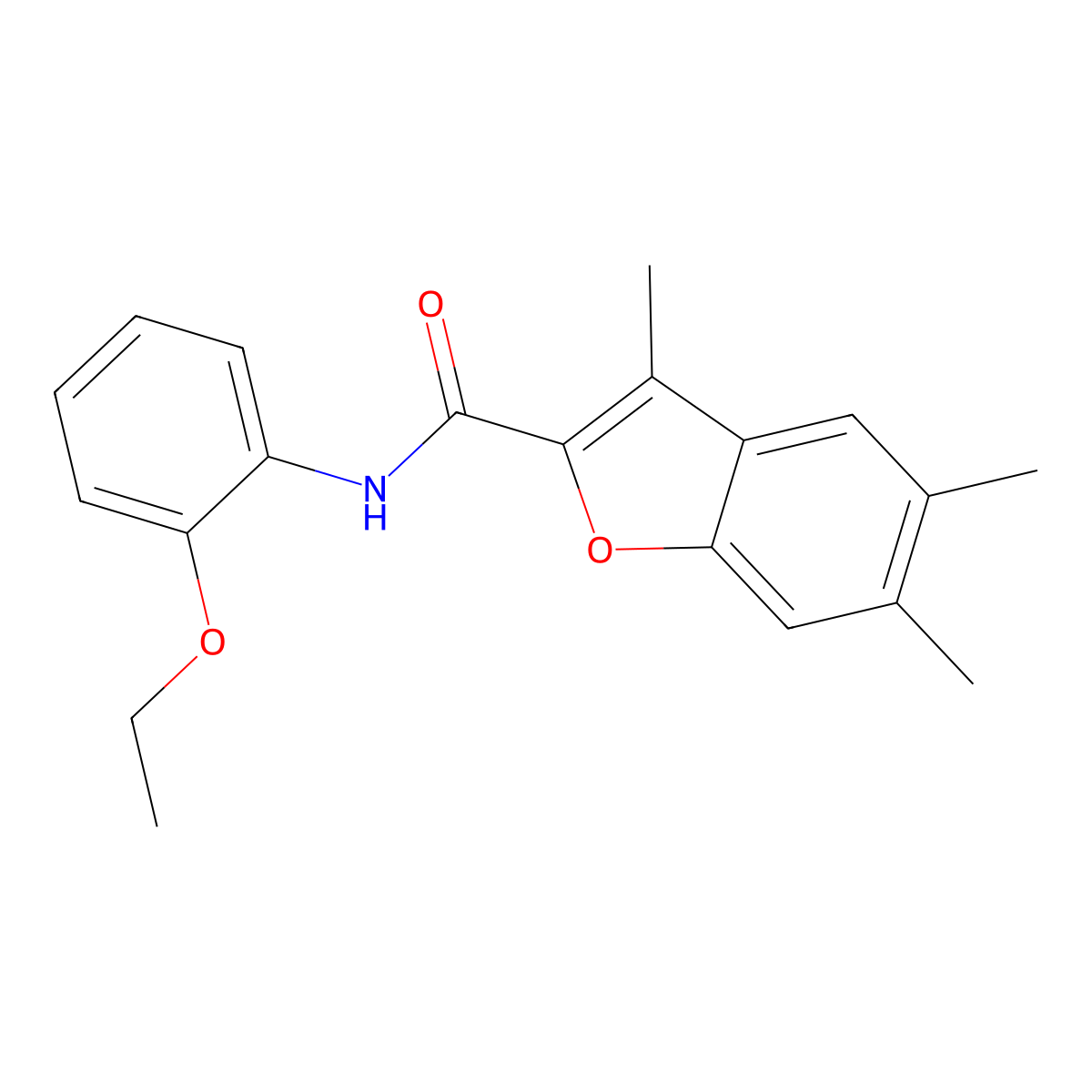N-(2-ethoxyphenyl)-3,5,6-trimethyl-1-benzofuran-2-carboxamide molecular structure, CAS 622349-24-0