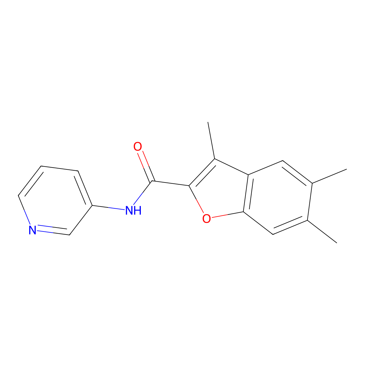 3,5,6-trimethyl-N-(pyridin-3-yl)-1-benzofuran-2-carboxamide molecular structure, CAS 622349-31-9