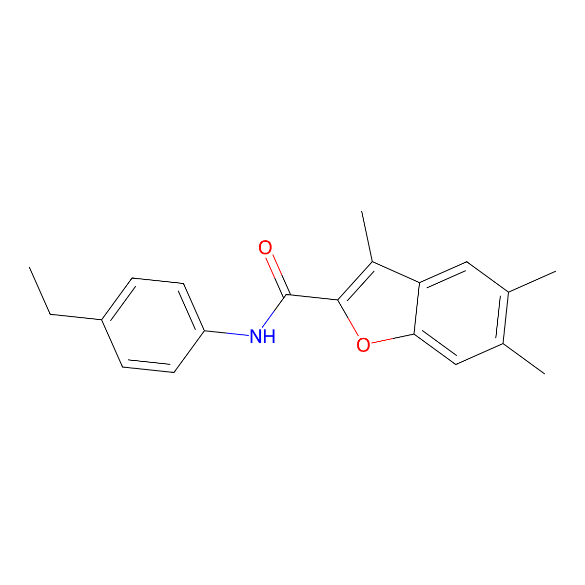 N-(4-ethylphenyl)-3,5,6-trimethyl-1-benzofuran-2-carboxamide molecular structure, CAS 622349-32-0