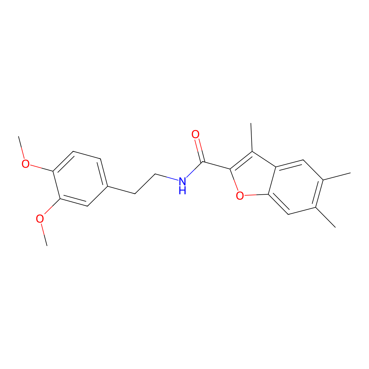 N-[2-(3,4-dimethoxyphenyl)ethyl]-3,5,6-trimethyl-1-benzofuran-2-carboxamide molecular structure, CAS 622349-34-2