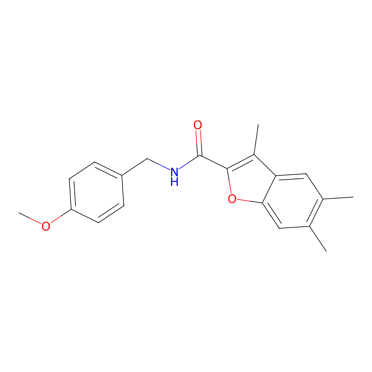 N-[(4-methoxyphenyl)methyl]-3,5,6-trimethyl-1-benzofuran-2-carboxamide molecular structure, CAS 622349-46-6