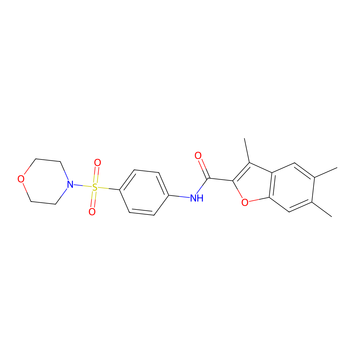 3,5,6-trimethyl-N-(4-(morpholinosulfonyl)phenyl)benzofuran-2-carboxamide molecular structure, CAS 622349-67-1