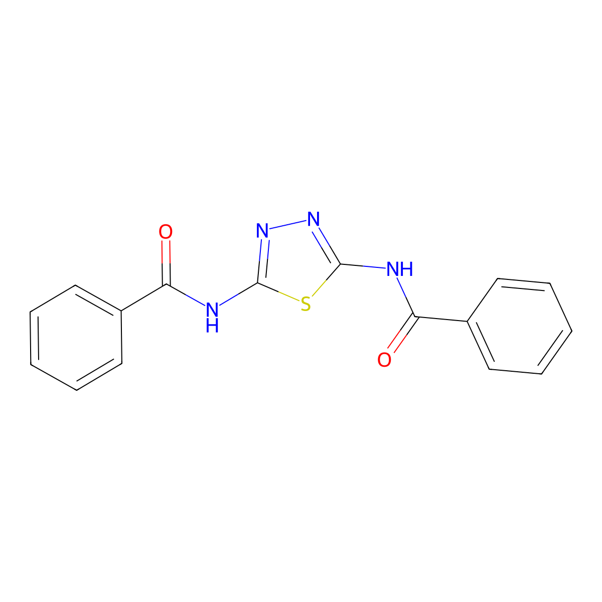Benzamide, N,N'-1,3,4-thiadiazole-2,5-diylbis- molecular structure, CAS 62235-57-8