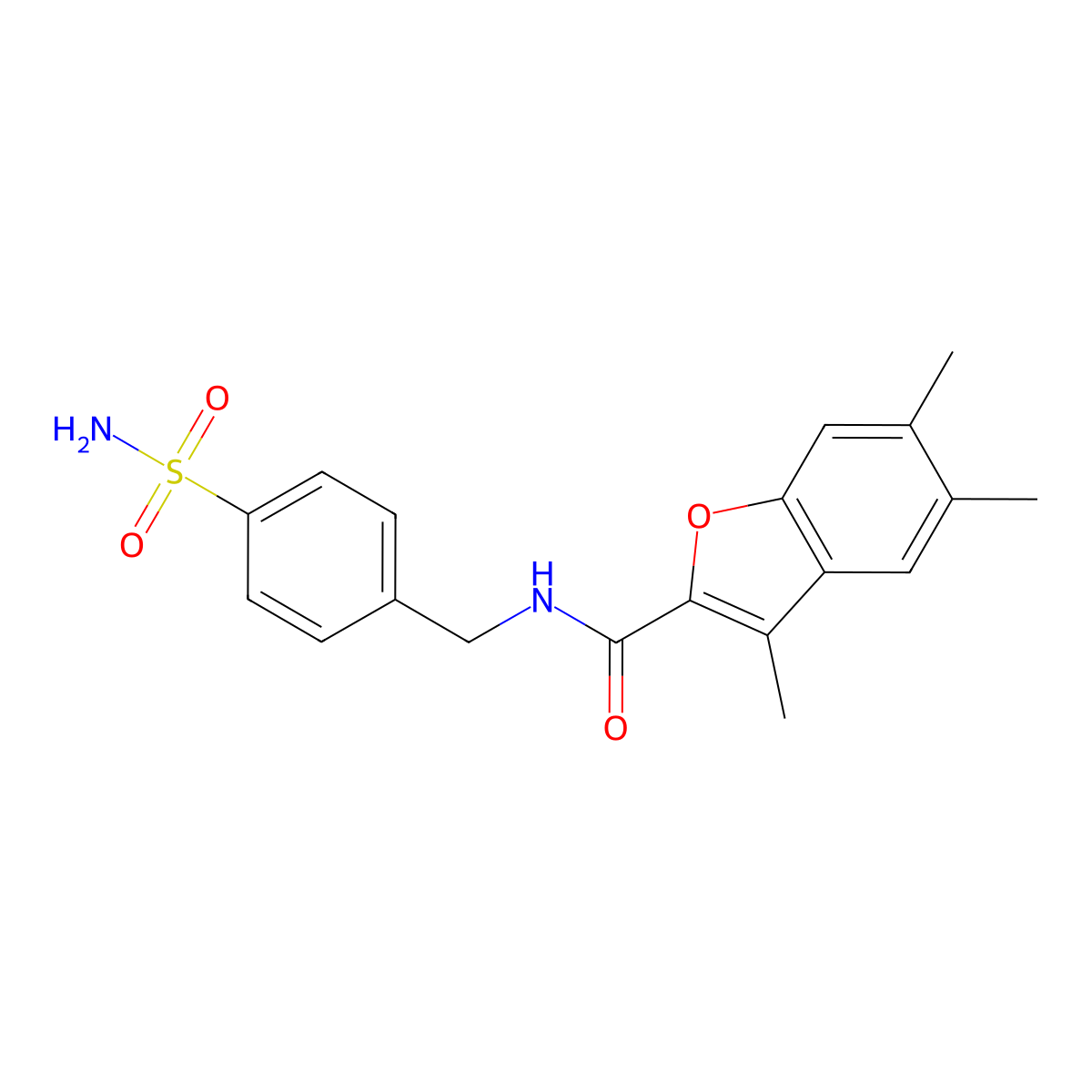 N-[4-(aminosulfonyl)benzyl]-3,5,6-trimethyl-1-benzofuran-2-carboxamide molecular structure, CAS 622350-06-5