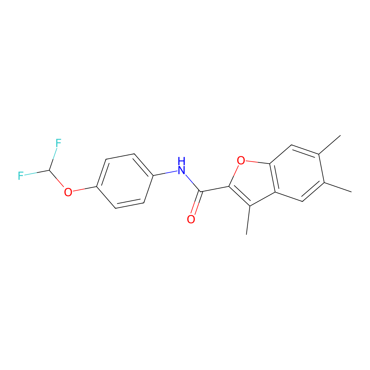 N-[4-(difluoromethoxy)phenyl]-3,5,6-trimethyl-1-benzofuran-2-carboxamide molecular structure, CAS 622350-13-4