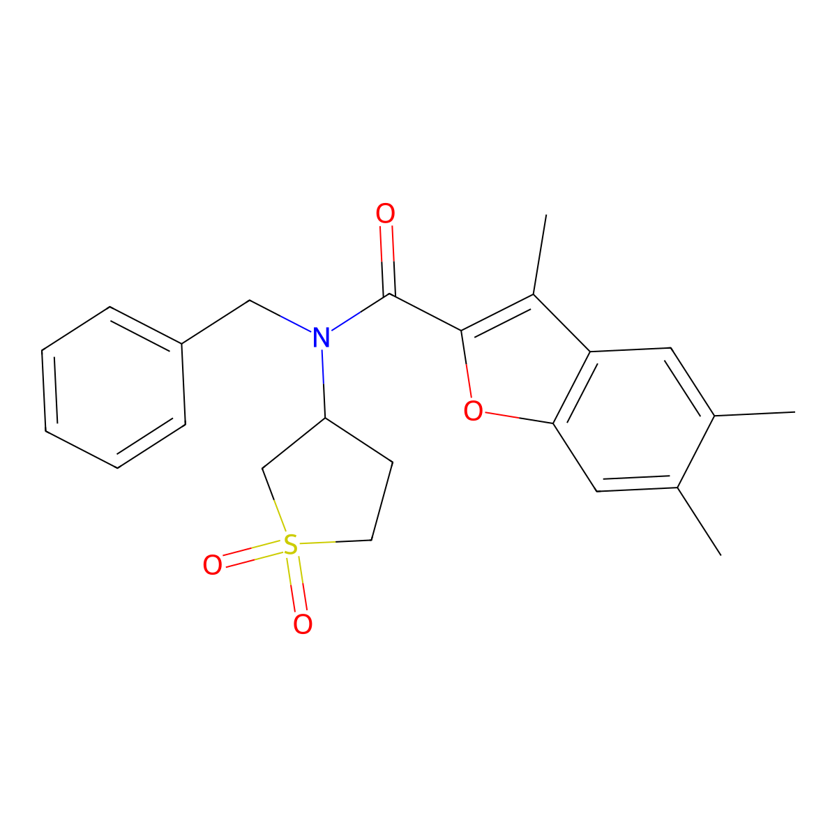 N-benzyl-N-(1,1-dioxidotetrahydro-3-thienyl)-3,5,6-trimethyl-1-benzofuran-2-carboxamide molecular structure, CAS 622350-21-4