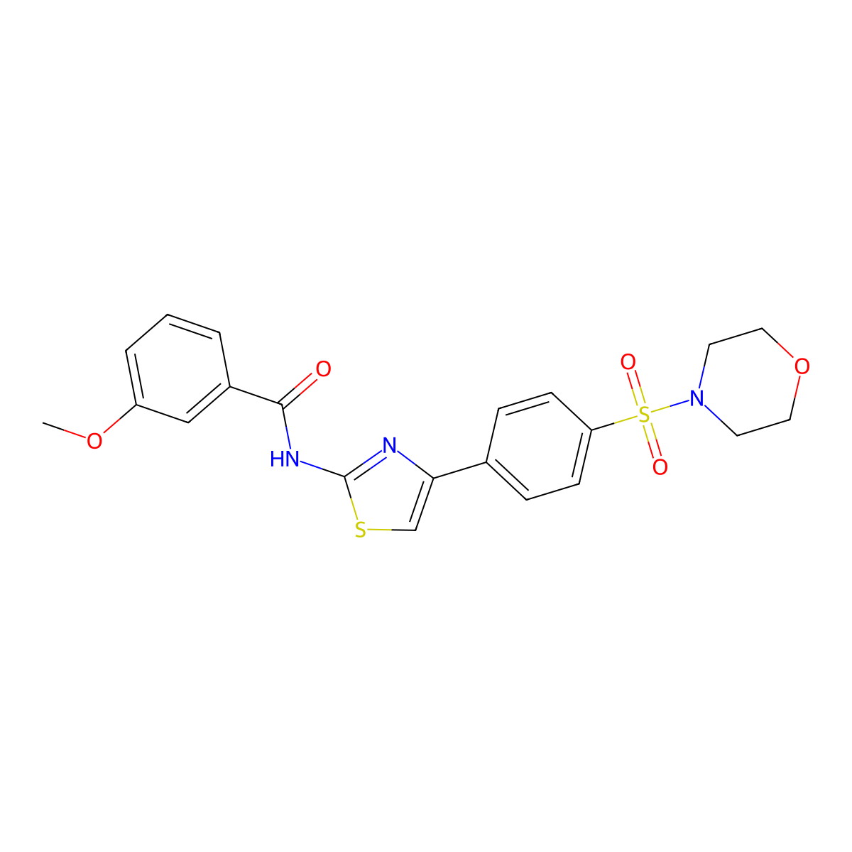 3-methoxy-N-{4-[4-(4-morpholinylsulfonyl)phenyl]-1,3-thiazol-2-yl}benzamide molecular structure, CAS 622350-38-3