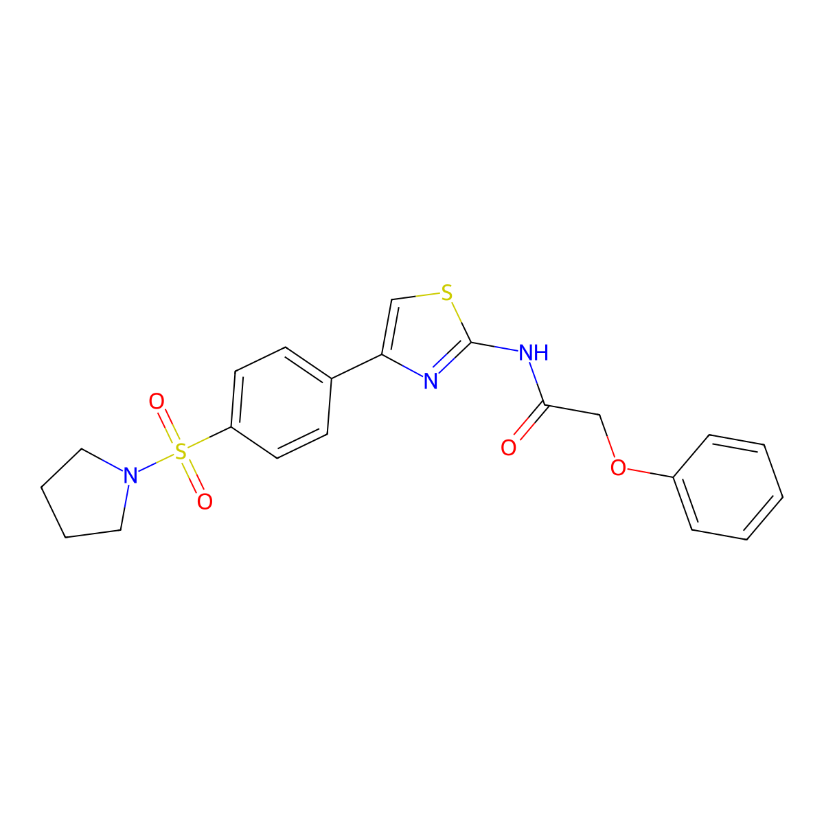 2-phenoxy-N-[4-(4-pyrrolidin-1-ylsulfonylphenyl)-1,3-thiazol-2-yl]acetamide molecular structure, CAS 622351-64-8