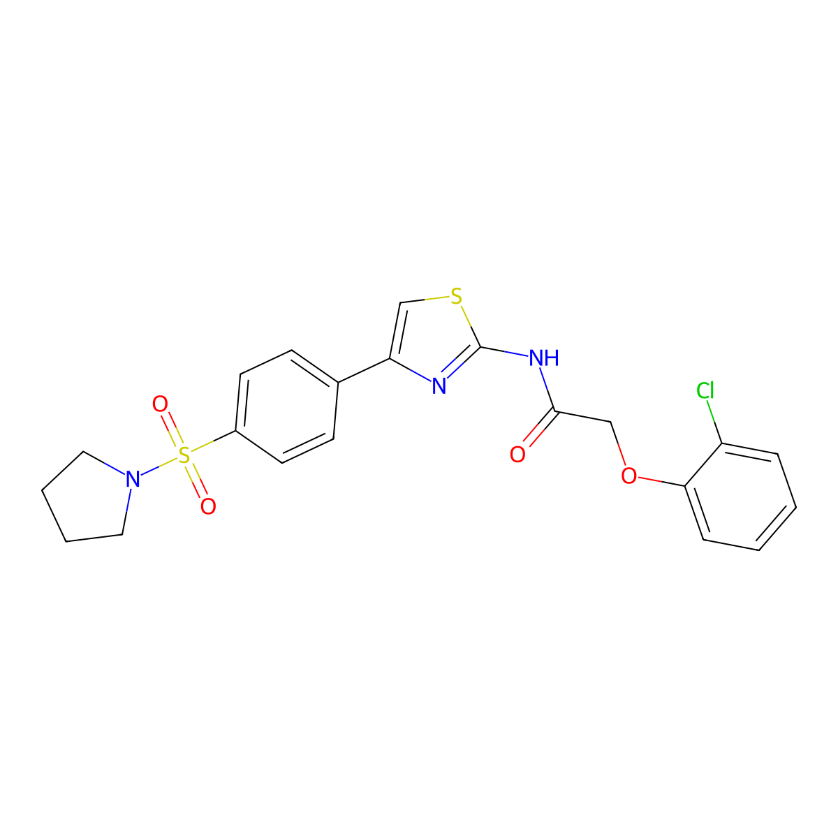 2-(2-chlorophenoxy)-N-{4-[4-(pyrrolidin-1-ylsulfonyl)phenyl]-1,3-thiazol-2-yl}acetamide molecular structure, CAS 622352-20-9
