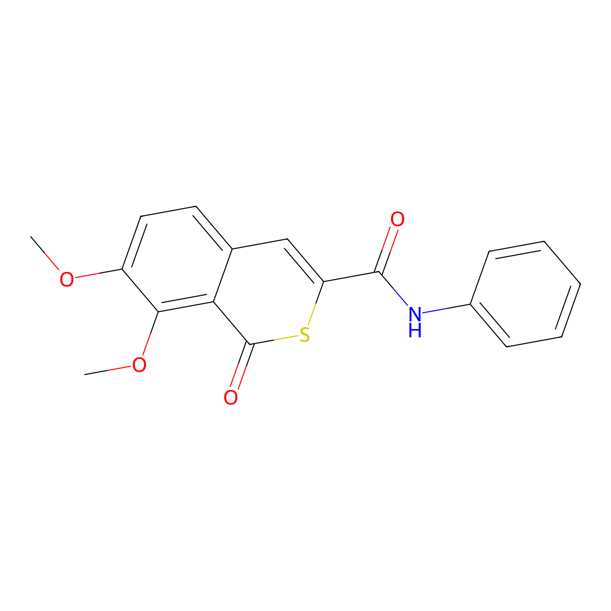 7,8-dimethoxy-1-oxo-N-phenyl-1H-isothiochromene-3-carboxamide molecular structure, CAS 622352-49-2