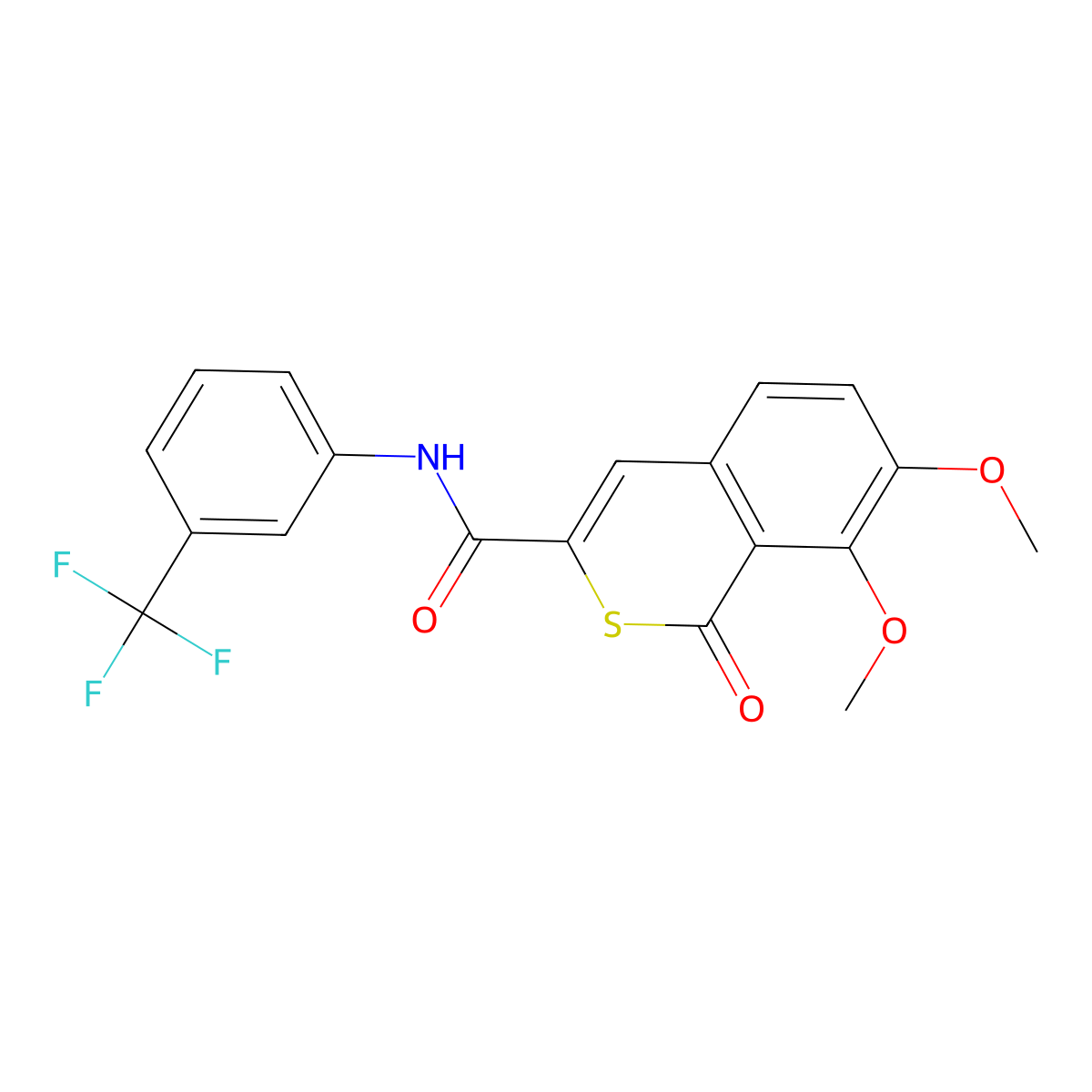 7,8-dimethoxy-1-oxo-N-[3-(trifluoromethyl)phenyl]-1H-isothiochromene-3-carboxamide molecular structure, CAS 622352-64-1