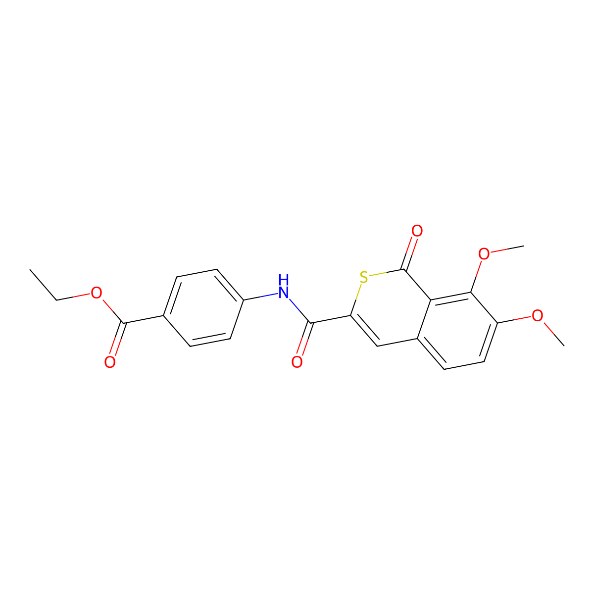 ethyl 4-{[(7,8-dimethoxy-1-oxo-1H-isothiochromen-3-yl)carbonyl]amino}benzoate molecular structure, CAS 622352-67-4