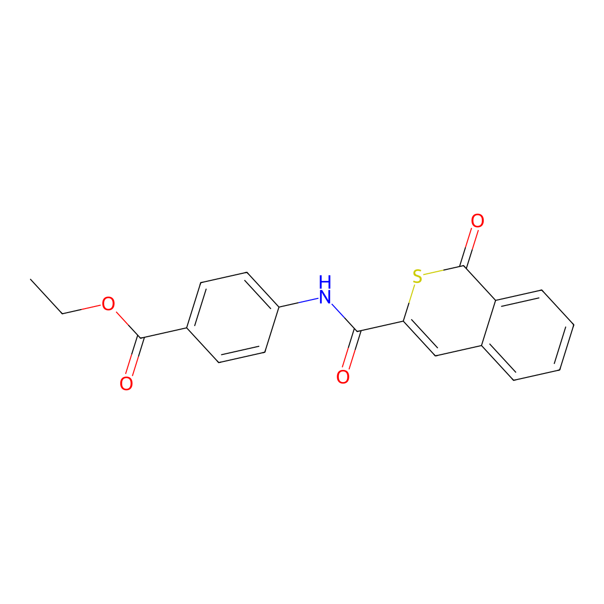 Ethyl 4-[(1-oxoisothiochromene-3-carbonyl)amino]benzoate molecular structure, CAS 622352-70-9