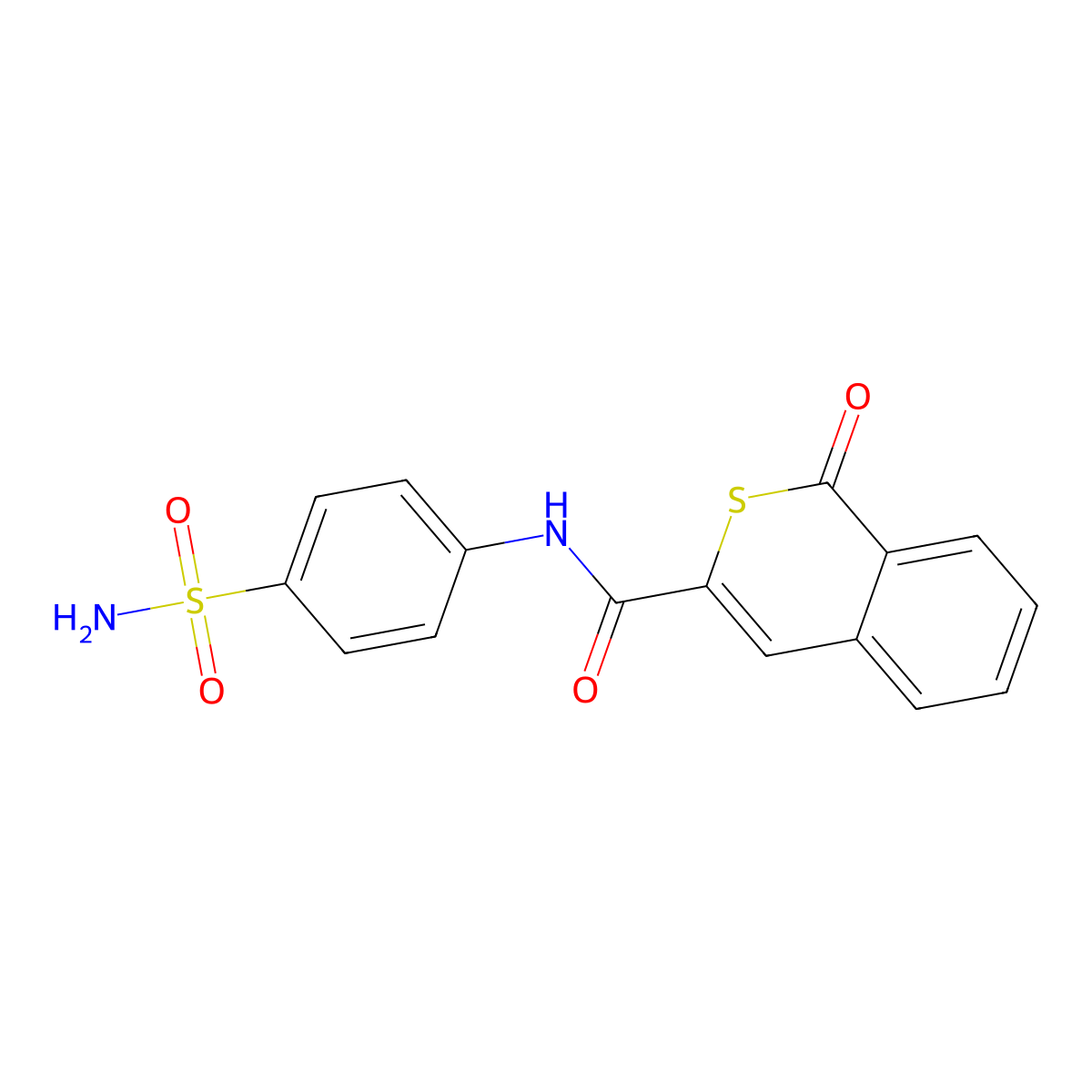 1-oxo-N-(4-sulfamoylphenyl)-1H-isothiochromene-3-carboxamide molecular structure, CAS 622352-82-3