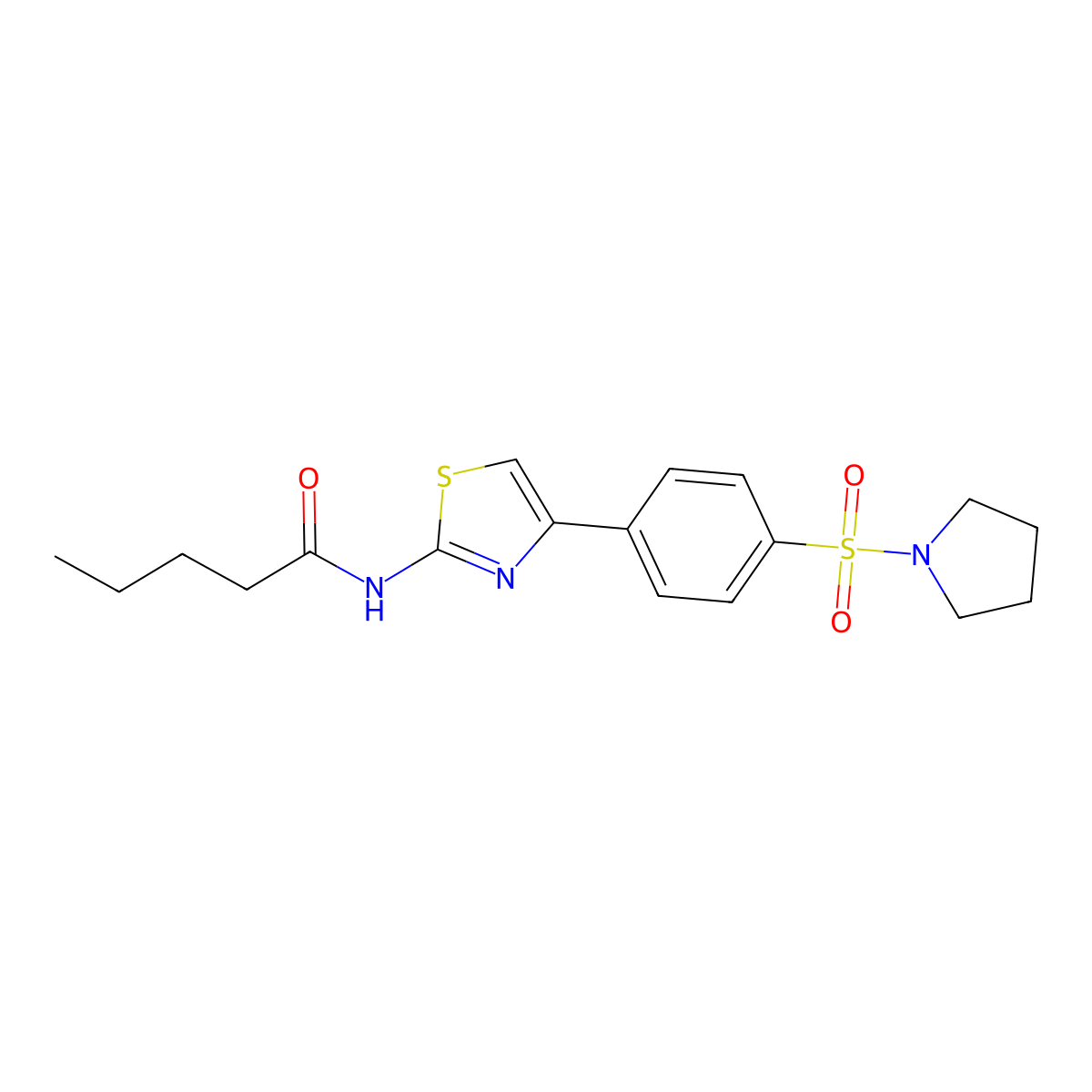 N-{4-[4-(pyrrolidine-1-sulfonyl)phenyl]-1,3-thiazol-2-yl}pentanamide molecular structure, CAS 622353-19-9