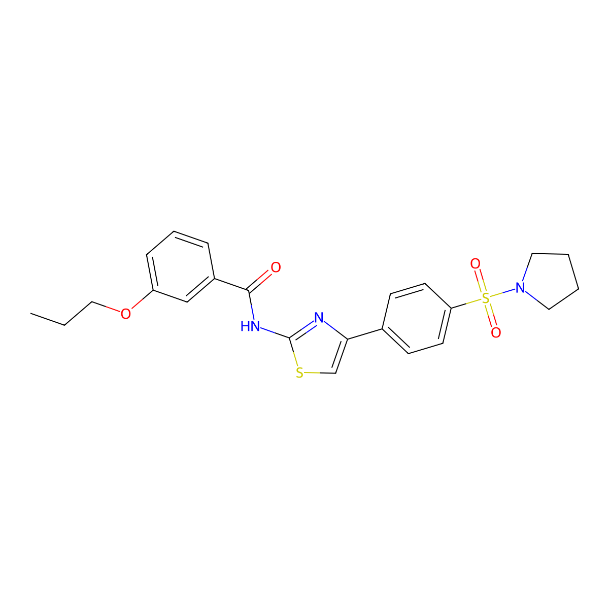 3-propoxy-N-{4-[4-(pyrrolidin-1-ylsulfonyl)phenyl]-1,3-thiazol-2-yl}benzamide molecular structure, CAS 622353-25-7