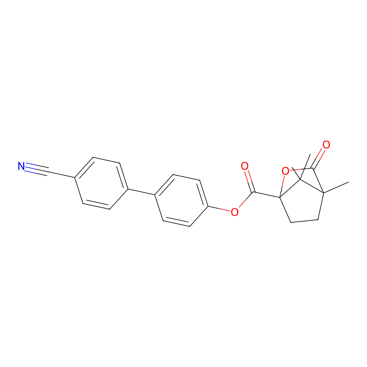 4'-Cyano[1,1'-biphenyl]-4-yl 4,7,7-trimethyl-3-oxo-2-oxabicyclo[2.2.1]heptane-1-carboxylate molecular structure, CAS 622353-44-0