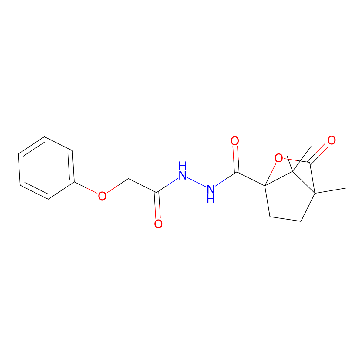 4,7,7-trimethyl-3-oxo-N'-(phenoxyacetyl)-2-oxabicyclo[2.2.1]heptane-1-carbohydrazide molecular structure, CAS 622353-76-8