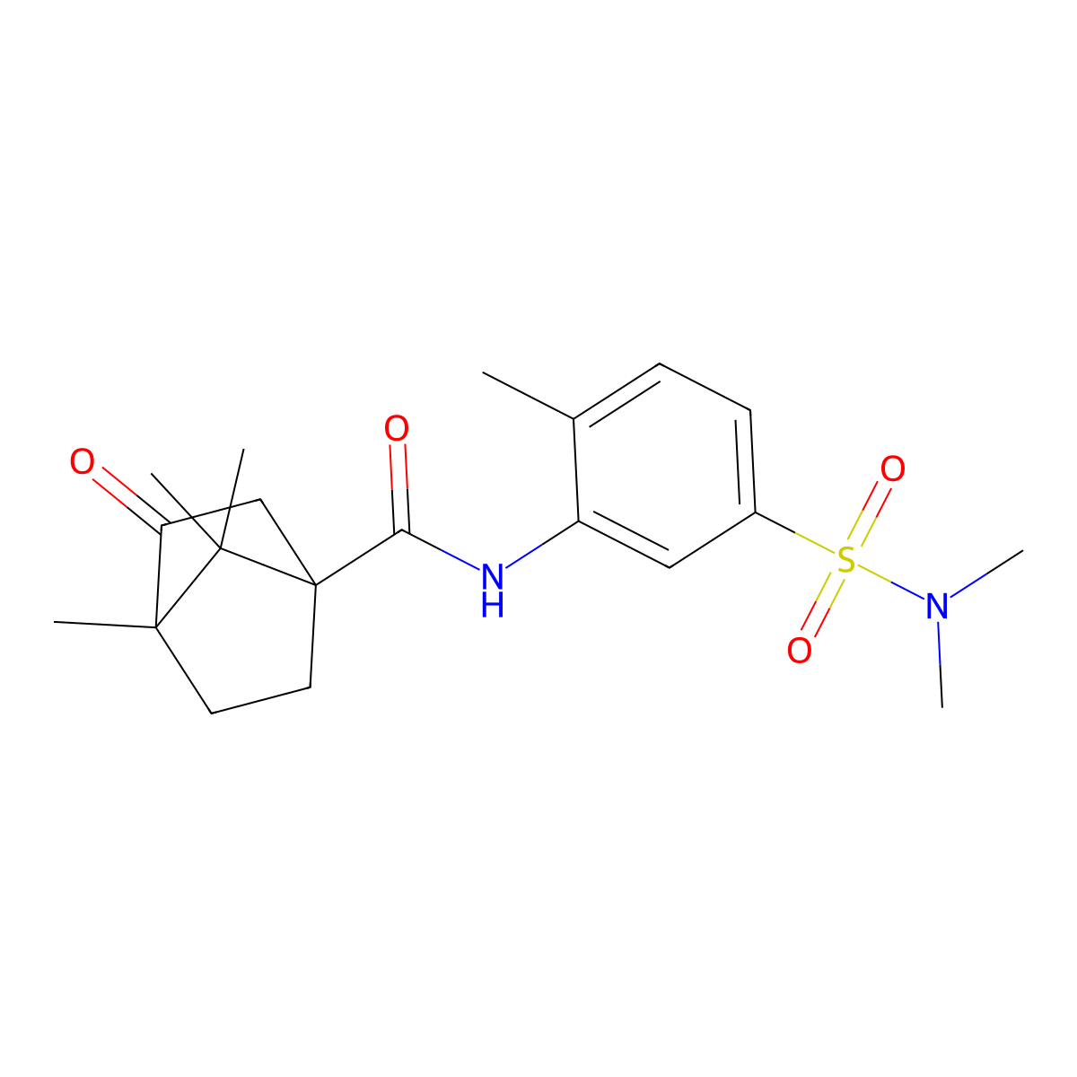 N-[5-(dimethylsulfamoyl)-2-methylphenyl]-1,7,7-trimethyl-2-oxobicyclo[2.2.1]heptane-4-carboxamide molecular structure, CAS 622354-02-3