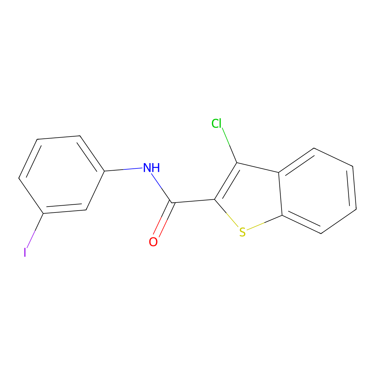 3-chloro-N-(3-iodophenyl)-1-benzothiophene-2-carboxamide molecular structure, CAS 622354-05-6