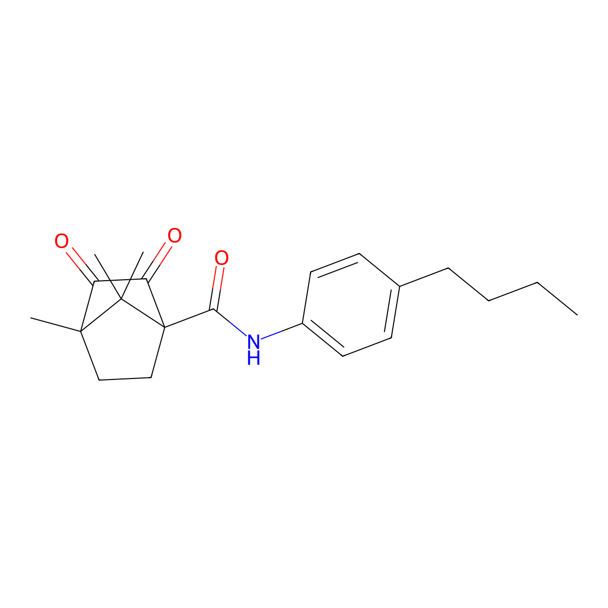 N-(4-butylphenyl)-4,7,7-trimethyl-2,3-dioxobicyclo[2.2.1]heptane-1-carboxamide molecular structure, CAS 622355-31-1