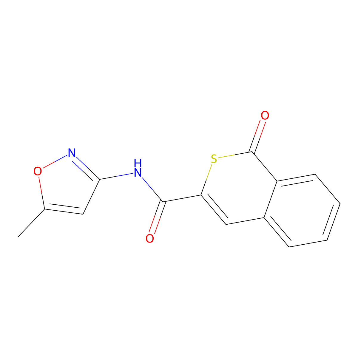 1H-2-Benzothiopyran-3-carboxamide, N-(5-methyl-3-isoxazolyl)-1-oxo- molecular structure, CAS 622355-37-7