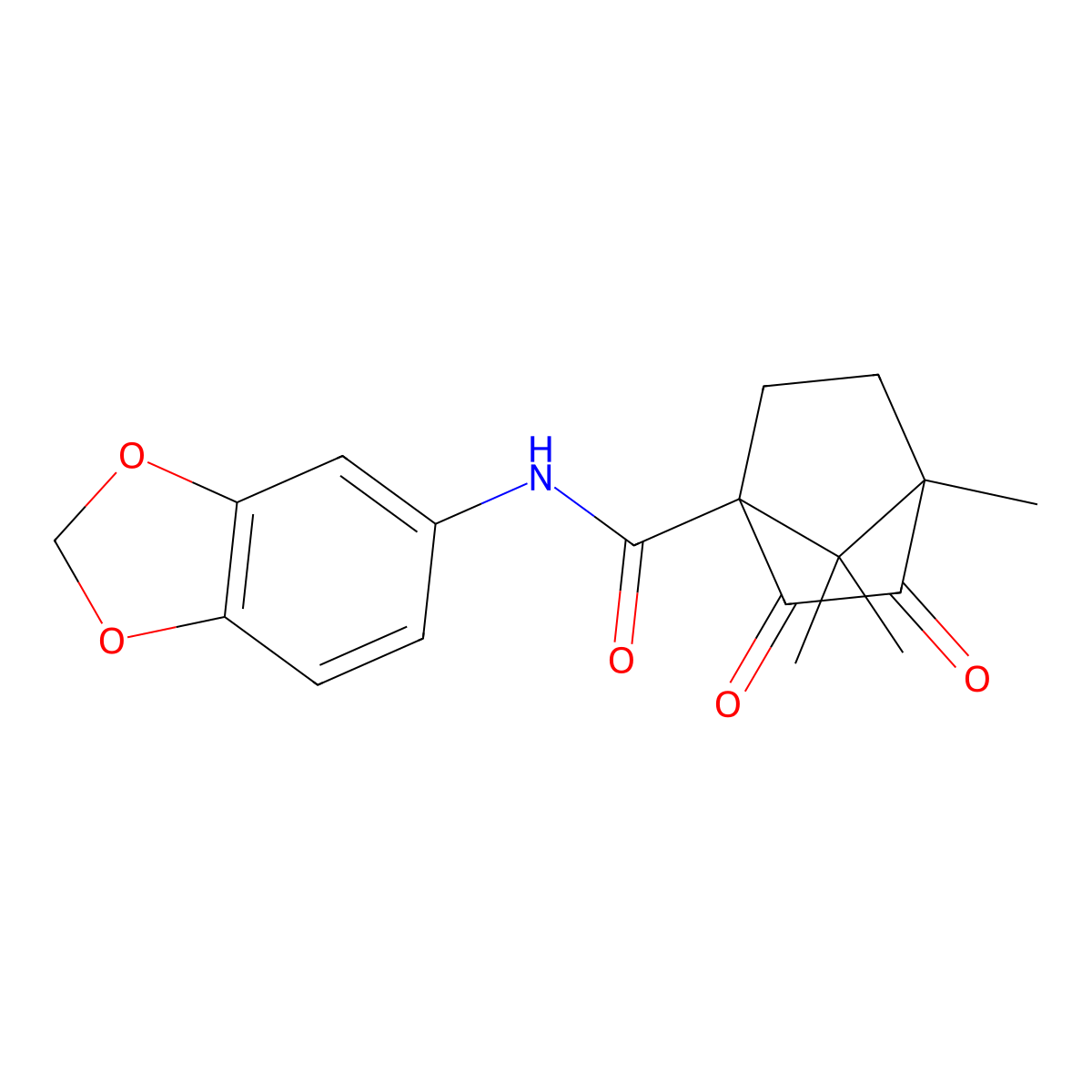 N-(1,3-benzodioxol-5-yl)-4,7,7-trimethyl-2,3-dioxobicyclo[2.2.1]heptane-1-carboxamide molecular structure, CAS 622355-59-3