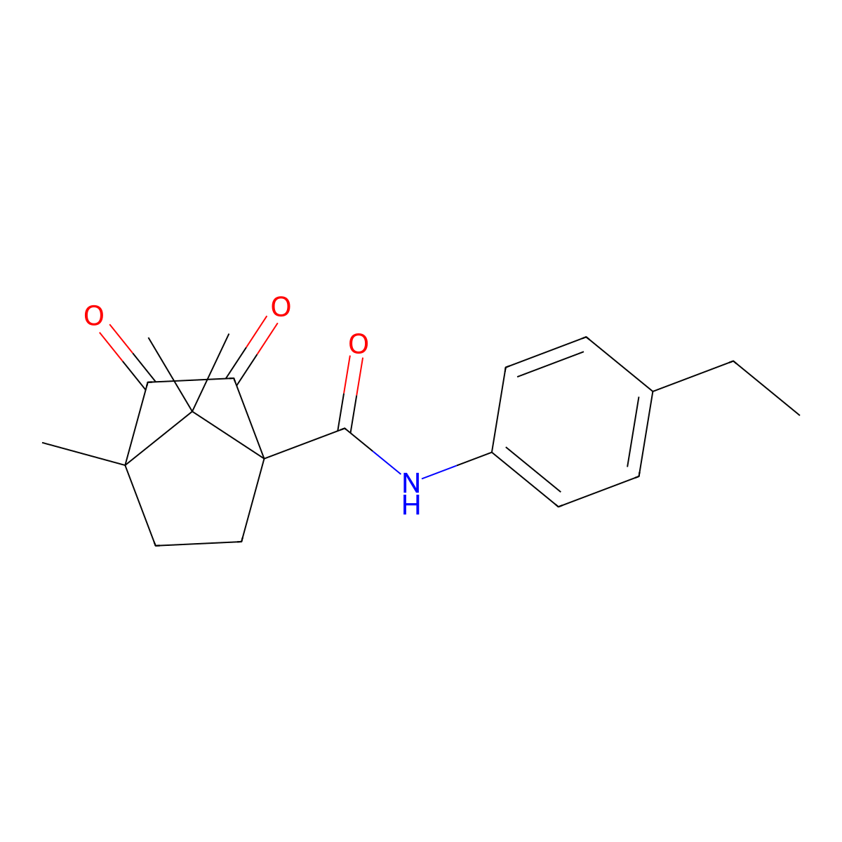 N-(4-ethylphenyl)-4,7,7-trimethyl-2,3-dioxobicyclo[2.2.1]heptane-1-carboxamide molecular structure, CAS 622355-77-5