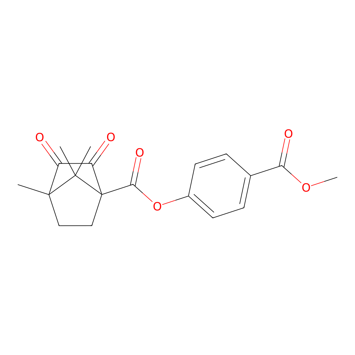 4-(Methoxycarbonyl)phenyl 4,7,7-trimethyl-2,3-dioxobicyclo[2.2.1]heptane-1-carboxylate molecular structure, CAS 622355-80-0