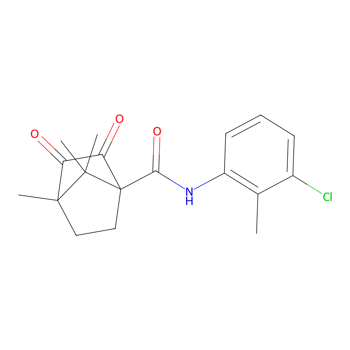 N-(3-chloro-2-methylphenyl)-4,7,7-trimethyl-2,3-dioxobicyclo[2.2.1]heptane-1-carboxamide molecular structure, CAS 622355-86-6
