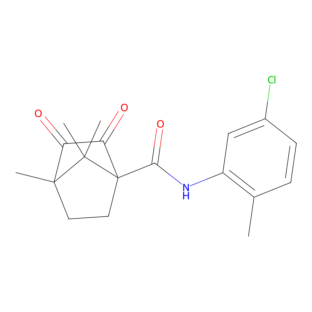N-(5-chloro-2-methylphenyl)-4,7,7-trimethyl-2,3-dioxobicyclo[2.2.1]heptane-1-carboxamide molecular structure, CAS 622356-11-0