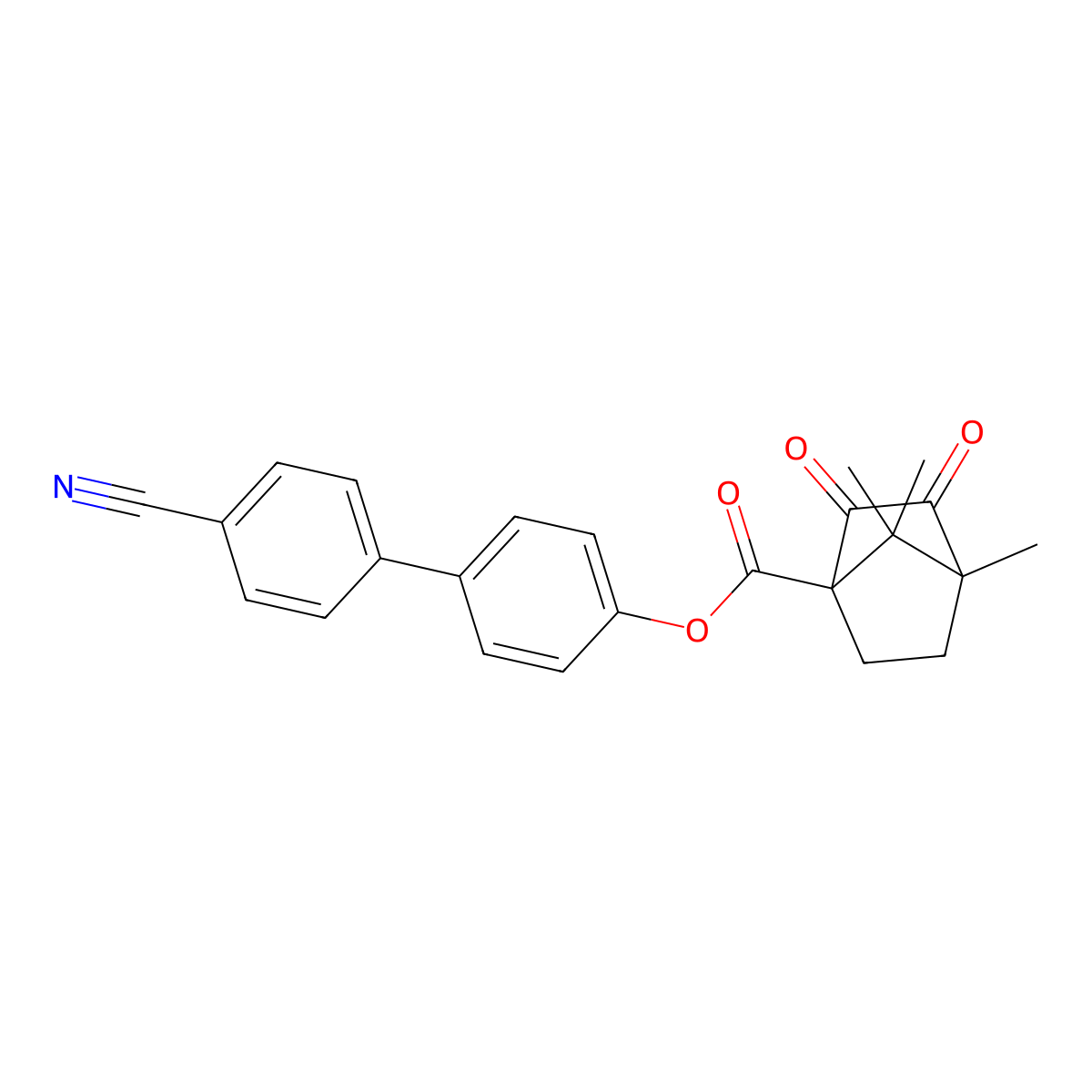 4'-Cyano[1,1'-biphenyl]-4-yl 4,7,7-trimethyl-2,3-dioxobicyclo[2.2.1]heptane-1-carboxylate molecular structure, CAS 622356-34-7